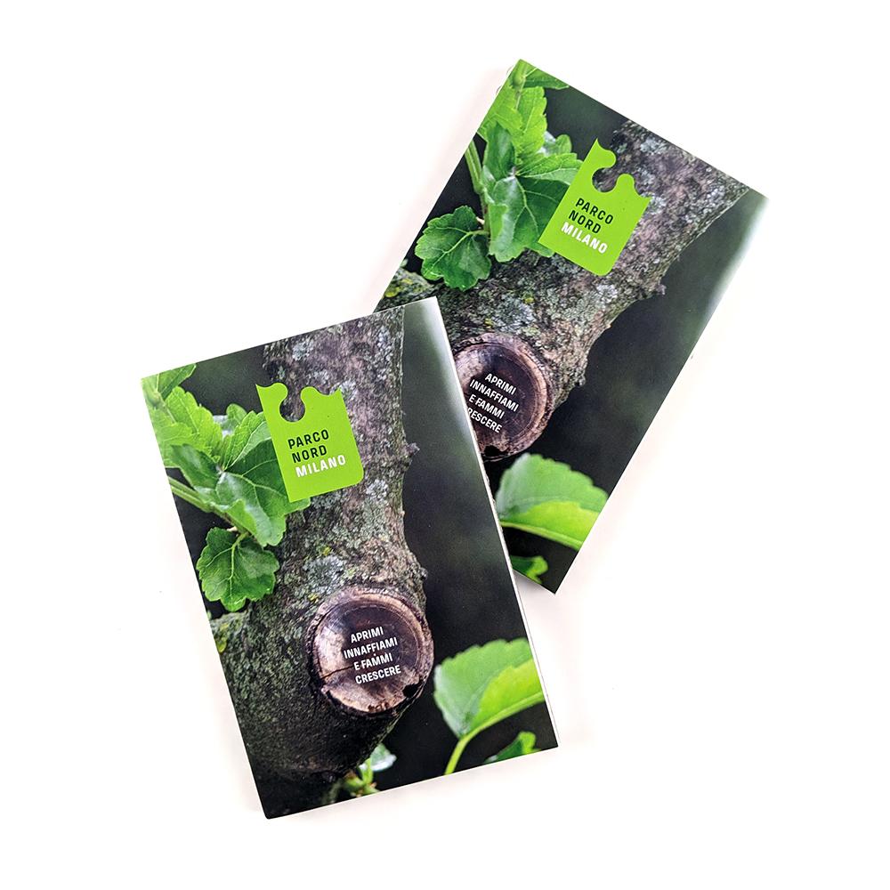 Cartoline ecologiche Eco-Postcard con grafica e semi personalizzati per Parco Nord Milano