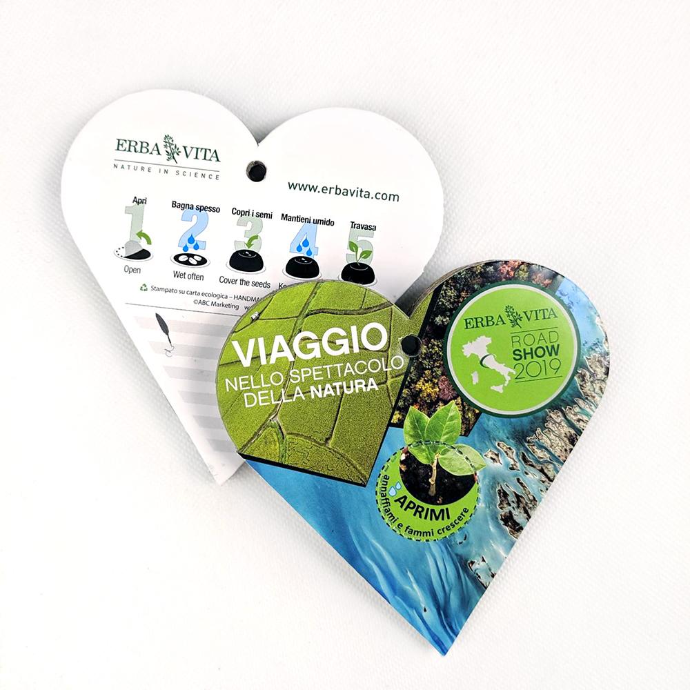 Cartoline con semi Eco-Decors personalizzate su fronte e retro