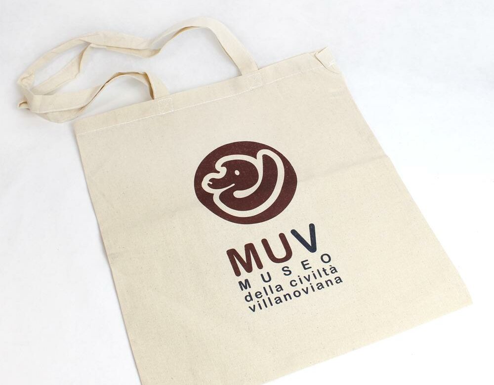 Shopper in cotone con grafica personalizzata per MUV